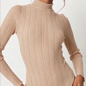 Like new Recycled Stone Skinny Rib High Neck Knit Bodysuit